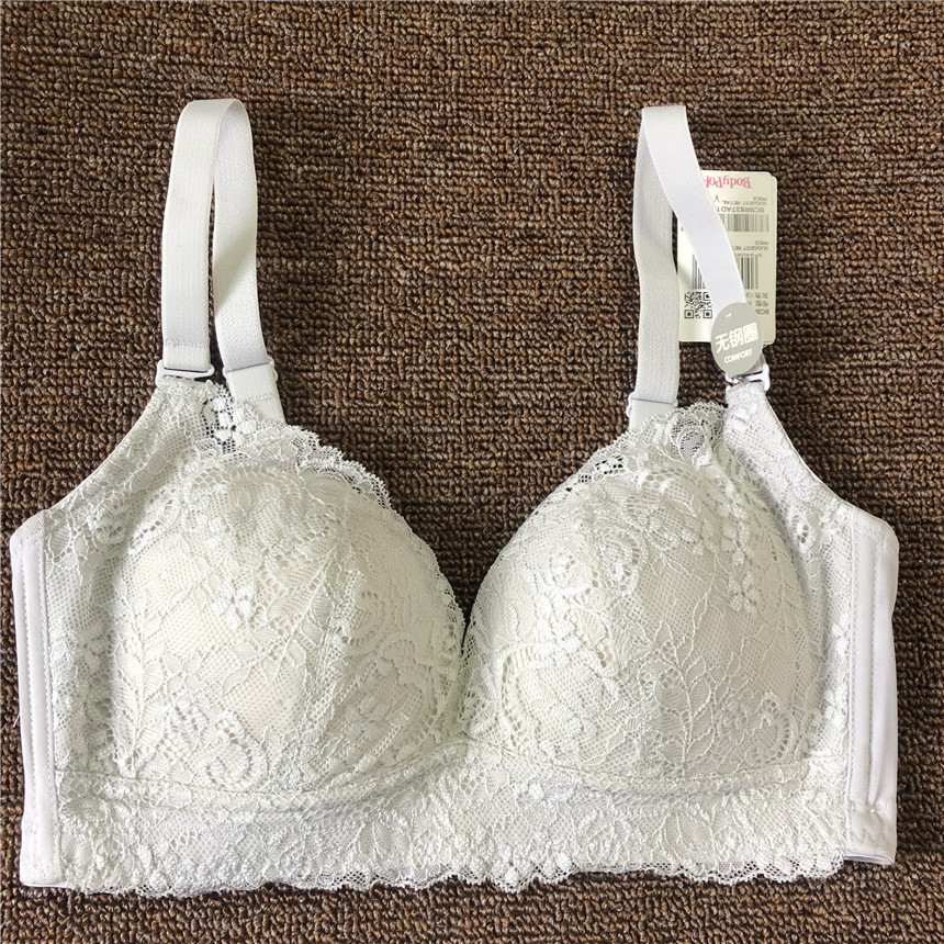 两色甜美蕾丝网面无钢圈舒适女士