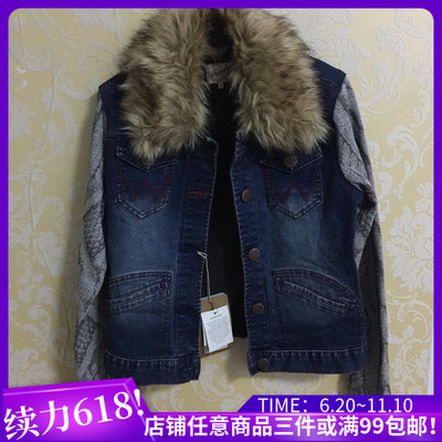女士手工拼接牛仔外套