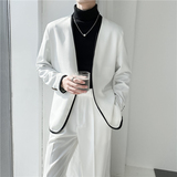 ins轻熟风英伦纯色长袖西服阔版宽松休闲小西装外套X27包边-P150，男装西服套装，电商C308