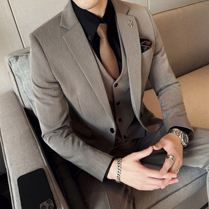 春季新款 英伦韩版修身男士休闲纯色商务西服三件套SJT900-P265图片