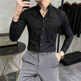 秋冬韩版修身长袖衬衫男英伦条纹刺绣男士衬衣C8876-P65，男装衬衫，电商C308