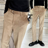 秋冬轻熟风宽松时尚丝绒休闲西裤阔版纯色直筒长裤K22-P75，男装西裤，电商C308