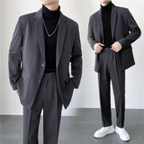 秋冬轻熟风英伦纯色西服套装阔版宽松休闲小西装TZ27压线-P225，男装西服套装，电商C308