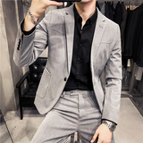20秋冬新款韩版修身时尚贴袋纯色男士西服套装LJT960-P230，男装西服套装，电商C308