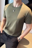 英伦风痞帅圆领纯色液氨短袖T恤夏季男装半袖弹力体恤T89-特P35，男装T恤，电商C308