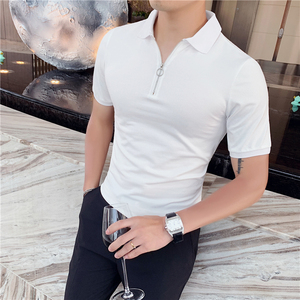 20夏季 韩版男polo衫纯色拉链设计简约翻领短袖气质PL1-P55图片