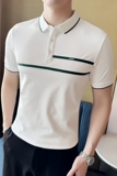 夏季男士休闲polo衫t恤潮流修身翻领半袖polo衫白色F9408-P58，男装T恤，电商C308