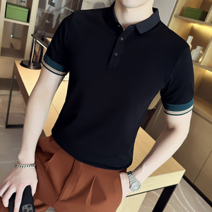 夏季男士休闲polo衫t恤 潮流修身翻领半袖polo衫咖啡色C60025-P58图片
