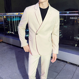 高质量男性西装轻熟风韩版修身休闲西服套装LJT830斜扣-P220，男装西服套装，电商C308