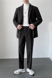高质量男性西装轻熟风ins英伦宽松纯色休闲西服二件套TZ25-P225，男装西服套装，电商C308
