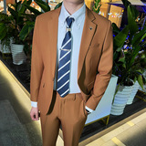 英伦韩版修身男士休闲商务西服套装新郎套装军绿色LJT888-P225，男装西服套装，电商C308