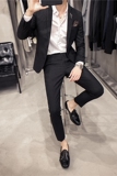 20秋冬款韩风修身时尚条纹休闲男士商务西服套装LJT903-P205，男装西服套装，电商C308