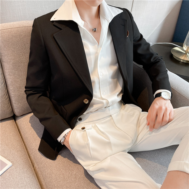 休闲小西服外套男高级感韩版修身英伦痞帅单西装X01-P155,男装西服套装,电商C308