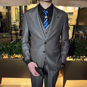 秋冬款 英伦韩版修身男士休闲商务西服三件套新郎套装SJT889-P290图片