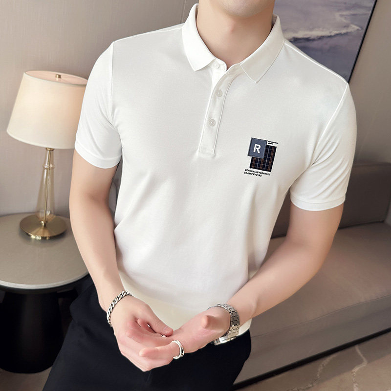 夏季男士休闲polo衫t恤潮流修身翻领半袖polo衫白色F9415-P58,男装T恤,电商C308