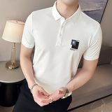 夏季男士休闲polo衫t恤潮流修身翻领半袖polo衫白色F9415-P58，男装T恤，电商C308