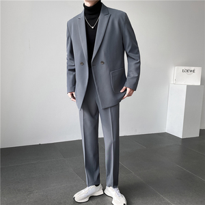 秋冬 轻熟风英伦纯色西服套装 阔版宽松休闲小西装 TZ27贴袋-P225图片