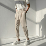 轻熟风微宽时尚休闲裤韩版纯色小脚九分西裤K19-P65，男装西裤，电商C308