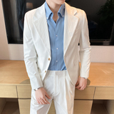 高级感休闲条纹小西服外套春夏韩版修身英伦痞帅单西装X07-P155，男装西服套装，电商C308