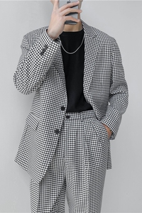 21 春夏款 轻熟风英伦小细格长袖西服 阔版宽松休闲西服 X18-P150图片