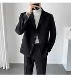 秋冬轻熟风英伦纯色西服套装阔版宽松休闲小西装TZ27四粒扣-P225，男装西服套装，电商C308