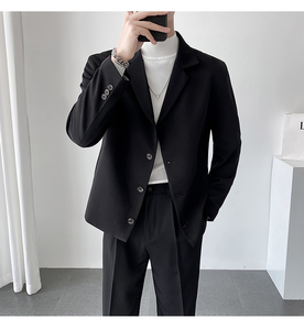 秋冬轻熟风英伦纯色西服套装阔版宽松休闲小西装 TZ27四粒扣-P225，男装西服套装，电商C308