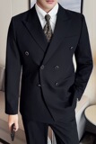 潮流简约英伦风时尚轻奢双排扣纯色男士西服套装LJT88211-P240，男装西服套装，电商C308