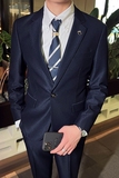 秋冬英伦韩版修身男士休闲商务西服套装新郎套装米白LJT888-P225，男装西服套装，电商C308