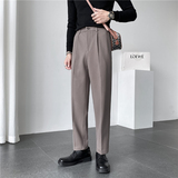 秋冬ins轻熟风宽松时尚呢料休闲西裤阔版纯色直筒长裤K25-P75，男装西裤，电商C308