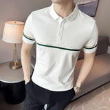 夏季男士休闲polo衫t恤潮流修身翻领半袖polo衫杏色C60008-P58，男装T恤，电商C308