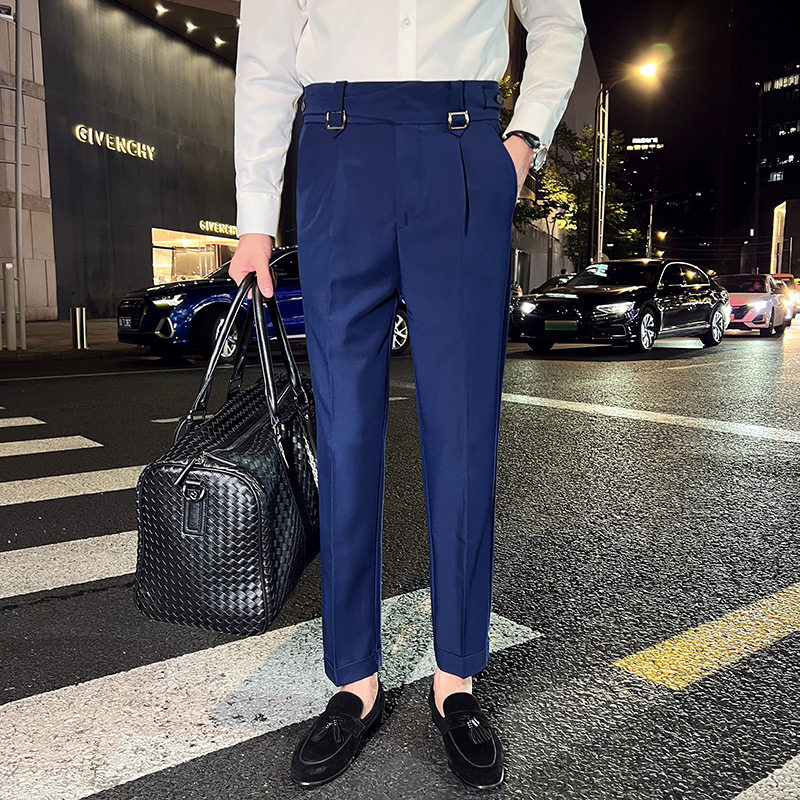 那不勒斯垂直高腰男士直筒西裤免烫流行纯色休闲长裤F701-P78，男装西裤，电商C308