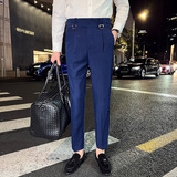 那不勒斯垂直高腰男士直筒西裤免烫流行纯色休闲长裤F701-P78，男装西裤，电商C308