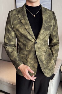 皮衣男西装外套韩版修身帅气潮流休闲二粒扣男士西服X943-P155图片