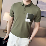 男士休闲polo衫t恤潮流修身翻领半袖polo衫白色C60038-P58，男装T恤，电商C308