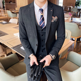 20秋冬款英伦韩风修身男士时尚休闲格子西服三件套SJT959-P295，男装西服，电商C308