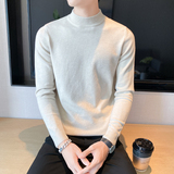 秋冬韩版半高领修身打底衫中领套头纯色针织衫毛衣潮男MY1-P45，男装T恤，电商C308