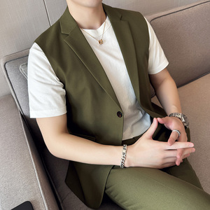 春夏款韩版修身纯色休闲男士无袖西服英伦时尚潮男小西装X40-P120图片