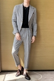 春痞雅高级感休闲二粒扣千鸟格西服+英伦青年九分西裤LJT06-P225，男装西服，电商C308
