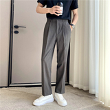 高质量男性轻熟风宽松时尚条纹休闲西裤阔版纯色直筒长裤K23-P75，男装西裤，电商C308