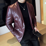 皮衣男西装外套新款韩版修身帅气潮流休闲男士西服X935-P155，男装西服套装，电商C308