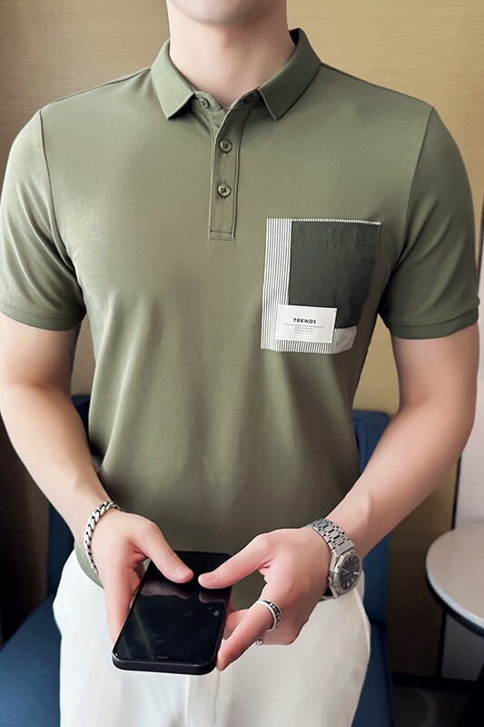 夏季男士休闲polo衫t恤潮流修身翻领半袖polo衫白色C60038-P58,男装T恤,电商C308