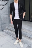 轻熟风英伦潮男韩版修身中袖西服+九分裤套装TZ118-P195，男装西服，电商C308