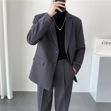 ins轻熟风英伦纯色男士西服阔版宽松休闲小西装外套X27压线-P150，男装西服套装，电商C308