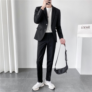 轻熟风ins韩版修身男士休闲纯色二粒扣西服套装 LJT961-P220图片