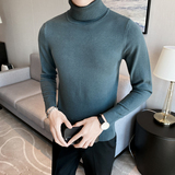 秋冬韩版高领修身打底衫翻领套头纯色针织衫毛衣潮男灰色MY2-P45，男装T恤，电商C308