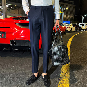 时尚免烫西裤男士韩版修身小脚裤商务休闲西裤长裤咖啡色K888-P75图片