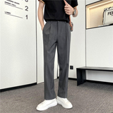 高质量男性轻熟风宽松时尚条纹休闲西裤阔版纯色直筒长裤K23-P75，男装西裤，电商C308