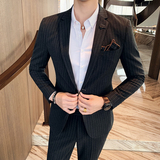 20秋冬款英伦韩版修身男士商务时尚条纹西服套装LJT953-P230，男装西服套装，电商C308