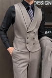 新郎伴郎礼服男士高级感星空呢双排扣纯色马甲套装MJT927-P130，男装休闲套装，电商C308