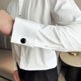 塔士多礼服法式扣衬衫新郎结婚长袖衬衫男拼接设计感衬衣Z015-P75，男装衬衫，电商C308